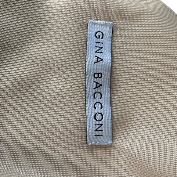 Elegant Gina Bacconi Satin Gown 10 Gold Floral Embroidery Formal HOCO Luxurious - Picture 2 of 15